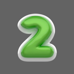 2 two dois rounded cool funny letter type reflexive green alphabet 3d typeface for a funny title or text