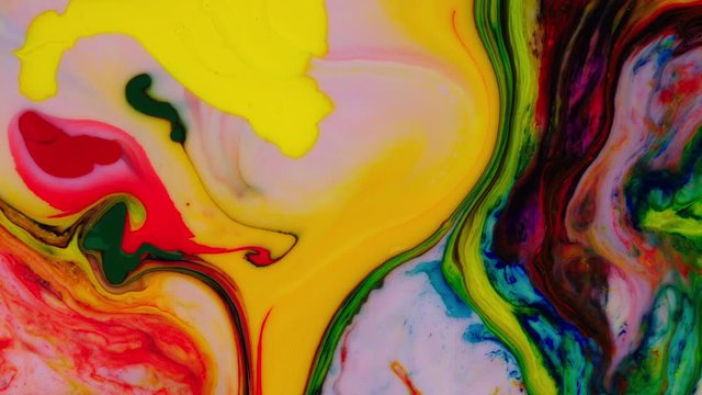 Multicolored acrylic paint. Fantastic surface. Abstract colorful paint. Top view