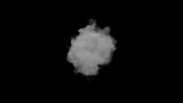 Realistic VFX dry smoke clouds fog animation with alpha channel on a background.