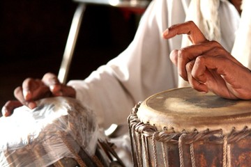 Close up of hands on the drums