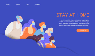 Concept coronavirus prevention in the family and society. Stay at home social media campaign