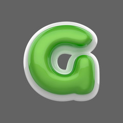G rounded cool funny letter type reflexive green alphabet 3d typeface for a funny title or text