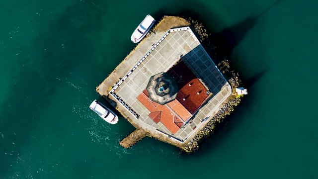 Aerial view of Maiden's Tower also known as Leander's Tower From Istanbul.