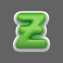 Z rounded cool funny letter type reflexive green alphabet 3d typeface for a funny title or text