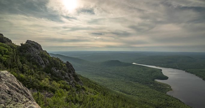 Mount Carleton Provincial Park New Brunswick Canada. Time lapse from Mount Sagamook Viewpoint overlooking Nictau lake. Includes both a still version and a zoom out version using the full res of img. 