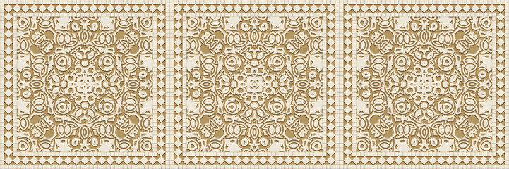 Tile glaze mosaic seamless- 3d illustration decor wall. Granite art- invitation template