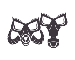 pair of biosafety gas masks icon