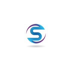 initial s with swoosh logo design icon template