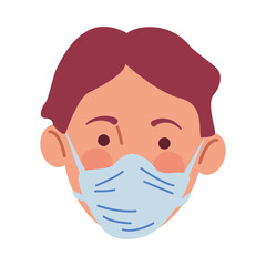 young man using medical mask head character