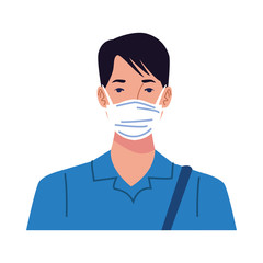 young man using medical mask character