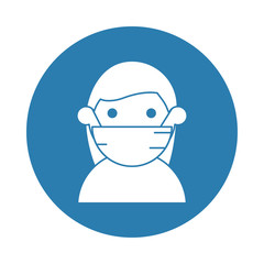 woman wearing medical mask silhouette block style