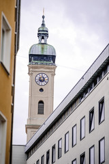 Fototapeta na wymiar Munich, Germany - May 27th, 2019: A Catholic church in Munich, southern Germany.