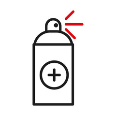 Desinfectant spray with cross line bicolor style icon vector design