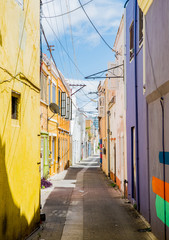 Fototapeta na wymiar narrow street in curaçao