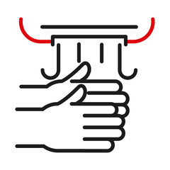 Hands under dryer line bicolor style icon vector design