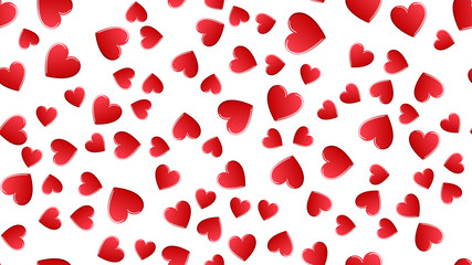 Endless seamless pattern of beautiful festive love joyful tender hearts on a white background. Vector illustration