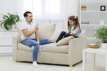 Parent has problems with his daughter. Conflict in a family