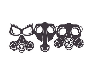 three biosafety gas masks icon