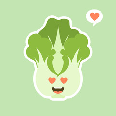 Chinese cabbage character design. Chinese cabbage vector on color background.
