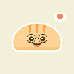 Fun cartoon bread. Bakery and pastry cartoon character. Vector illustration.