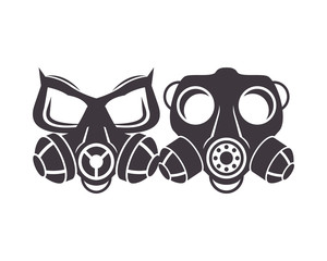 pair of biosafety gas masks icon
