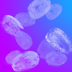 Set of different fingerprints on color background