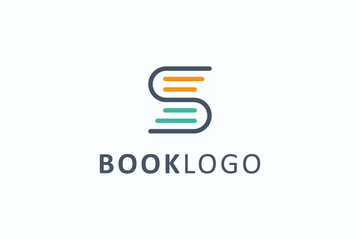 Book Logo Education Symbol. Geometric Linear Rounded Style Initial Letter S isolated on White Background. Flat Vector Logo Design Template Element.