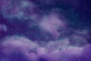 Beautiful view of starry sky with clouds at night