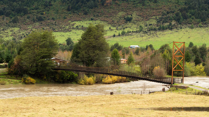 Naklejka premium Bridge on river