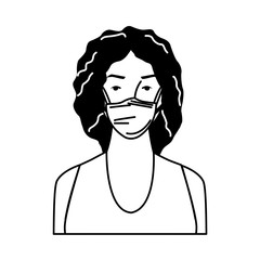 young woman using medical mask character