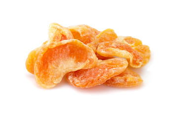 Organic healthy assorted, Oranges dried fruit isolated on a white background. Closeup