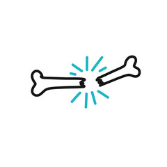 broken bone doodle icon, vector illustration