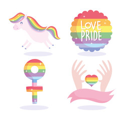 Happy pride day lgtbi icon set vector design