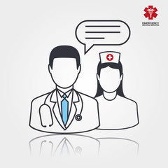 Doctor with nurce symbol with covid. Vector illustration