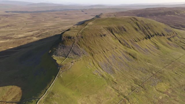 Aerial view of Penyghent, one of the three fells in the Yorkshire 3 peaks, Yorkshire Dales, North Yorkshire,UK