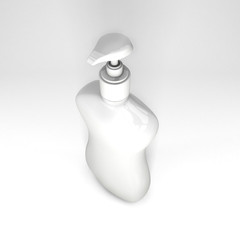 white bottle of hand soap or antibacterial gel mock up 3d render right top view