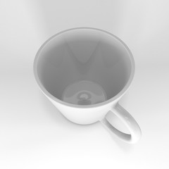 3d mock up render of cup for coffee or tea from top view