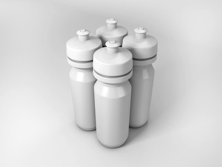 3d mock up render of set sports water bottle from front view