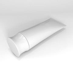 3d mock up render of tube of cream,  ointment or toothpaste from side view