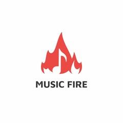 Music and fire logo vector design