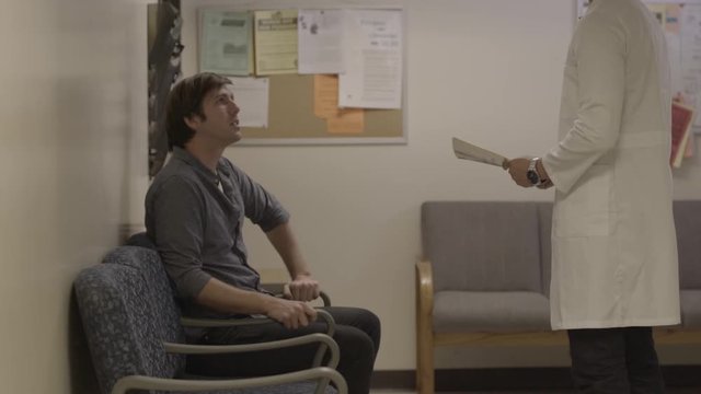 Concerned College Boy Man Gets Bad Alarming News At Doctor Office Cancer