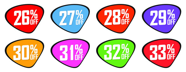 Set Sale tags, discount banners design template, app icons, vector illustration