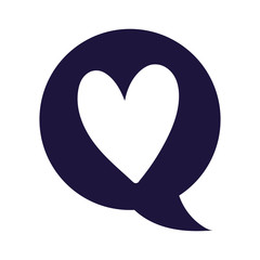 Communication bubble with heart vector design