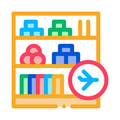 shelf with goods in duty free icon vector. shelf with goods in duty free sign. isolated contour symbol illustration