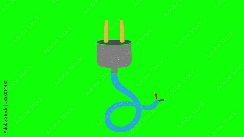 Poster power socket hand drawn animation green screen. explanatory icons for video editing