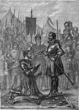 Francois ier weapon chevalier by Bayard. vintage illustration.