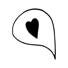 Simple doodle vector heart for valentine's day cards, posters, wrapping and design. Hand drawn heart, isolated on white backdrop. Geometric shape, symbol Valentine's Day illustration.