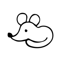 Adorable hand drawn mouse. Isolated on white background drawing for textile prints, child poster, cute stationery.