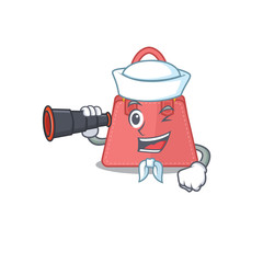 A cartoon picture of women handbag Sailor using binocular