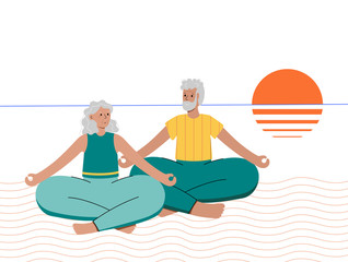 Yoga flat vector illustration. Healthy lifestyle